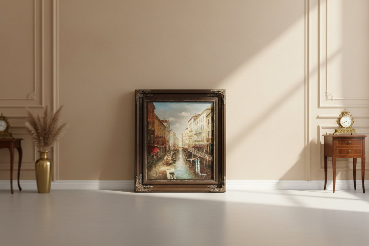 “Evening Light on the Venetian Canal” Original Signed Oil Painting
