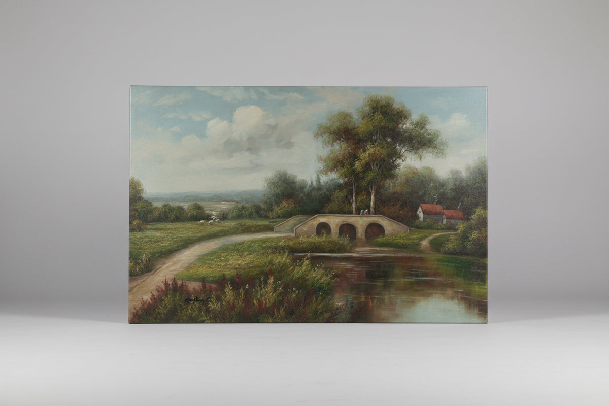 Countryside Bridge Landscape Painting